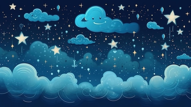 lindo céu noturno com estrelas ilustração infantil