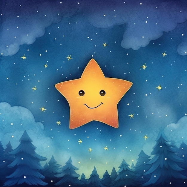 Foto lindo céu noturno com estrelas ilustração infantil