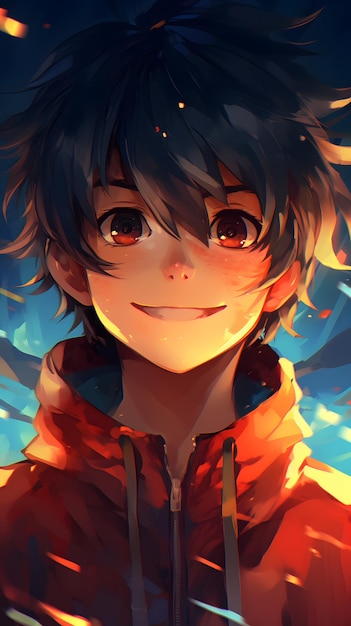 Lindo Chico Anime Sonriendo Fondo De Pantalla