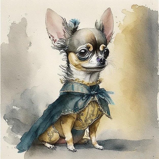 Lindo chihuahua caballo oscuro estilo comic