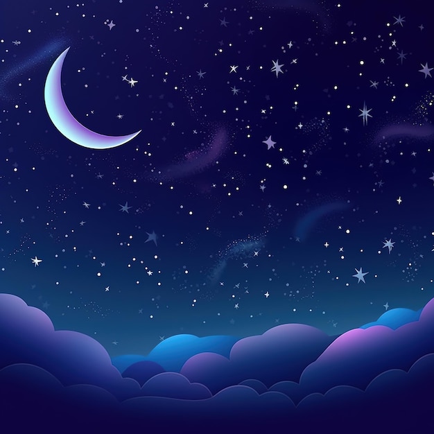 Foto lindo cielo nocturno con estrellas ilustración infantil