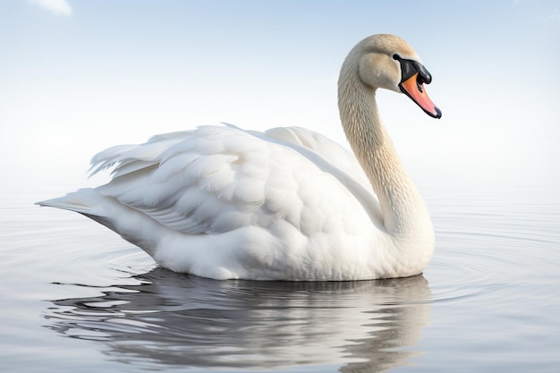 Lindo cisne branco sobre fundo branco