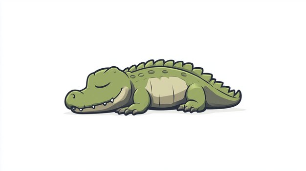 El lindo cocodrilo durmiente 2D Logotipo sobre un fondo blanco