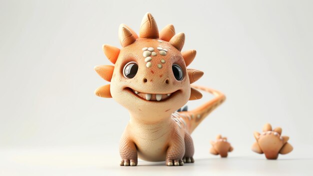 Lindo y colorido renderizado 3D de un bebé dragón El dragón es naranja y tiene grandes ojos y una sonrisa amistosa