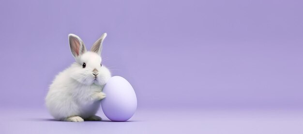 Lindo conejito y solo huevo de pascua Concepto de feliz día de pascua