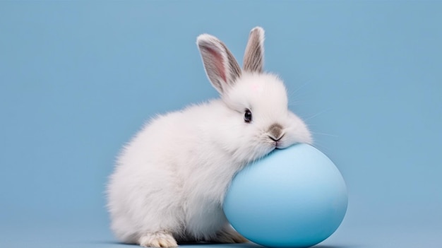 Lindo conejito y solo huevo de pascua Concepto de feliz día de pascua