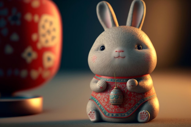lindo conejo chino celebración del año nuevo 2023