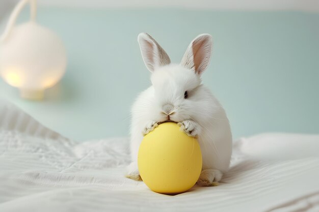 Lindo conejo y huevo de Pascua Concepto de un feliz día de Pascua