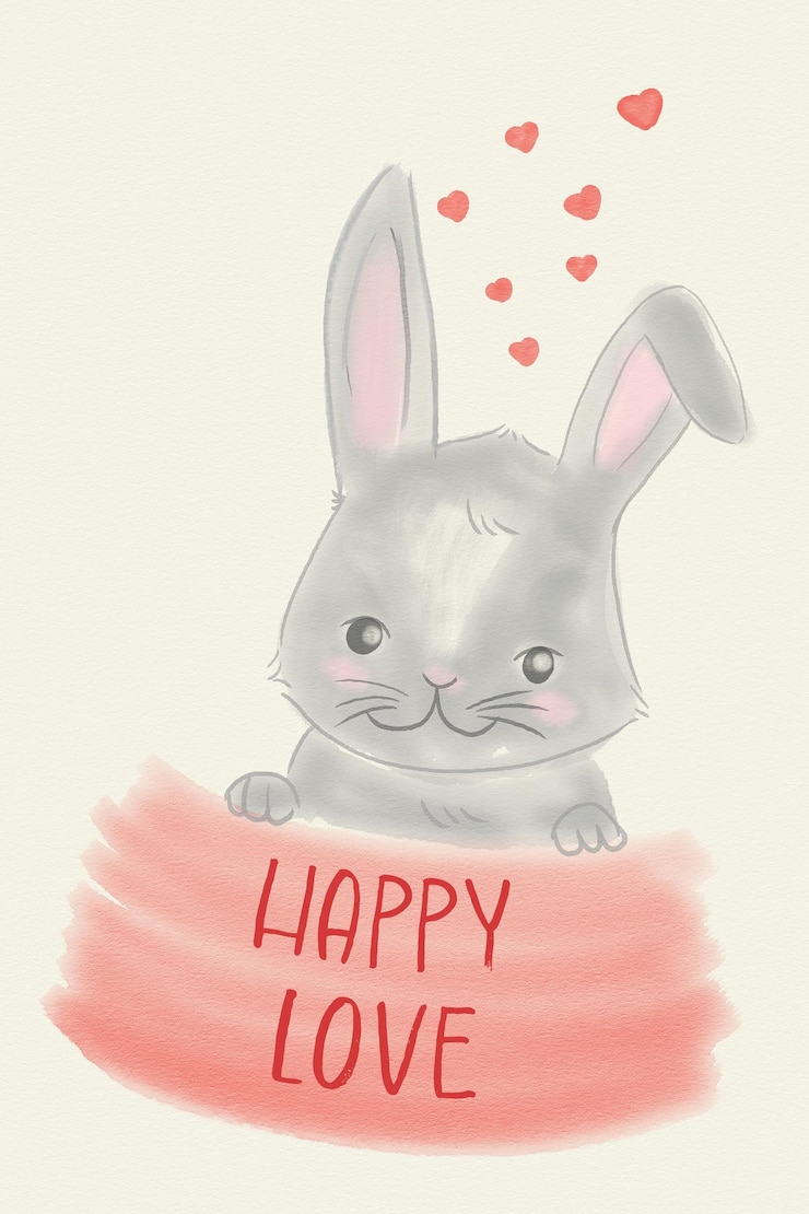 Foto lindo conejo oso animal sosteniendo un corazón rojo para el día de san valentín acuarela ilustración pintada a mano