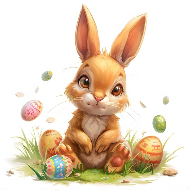 El lindo conejo de Pascua de dibujos animados