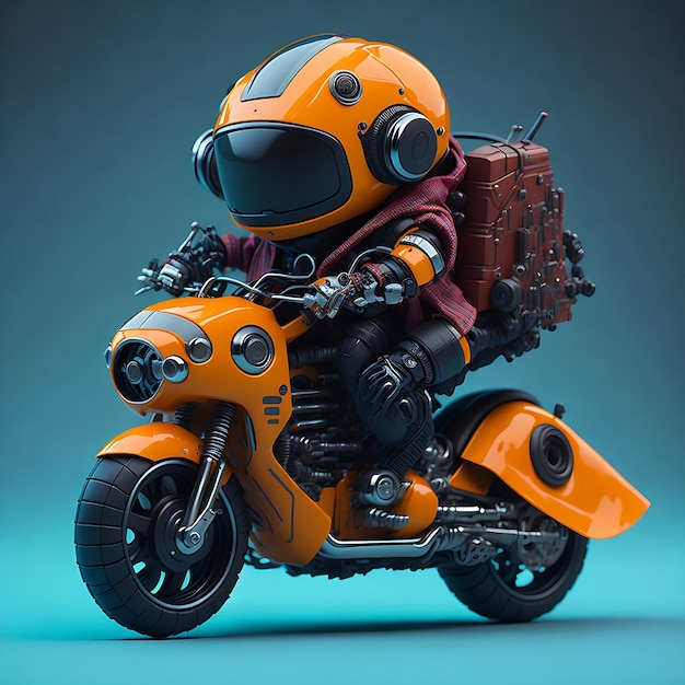 El lindo conejo robot motociclista