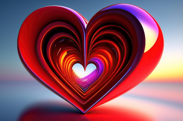 Lindo coração abstrato para o Dia dos Namorados Dia das Mães Dia dos Pais Arte fractal digital