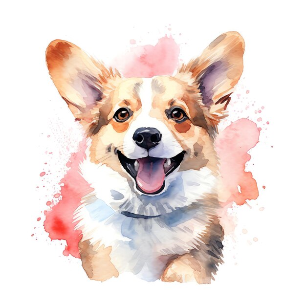 un lindo Corgi con flores Corgi gracioso y globos al estilo de dibujos animados