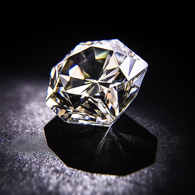 Lindo diamante branco brilhante fundo preto Generative AI