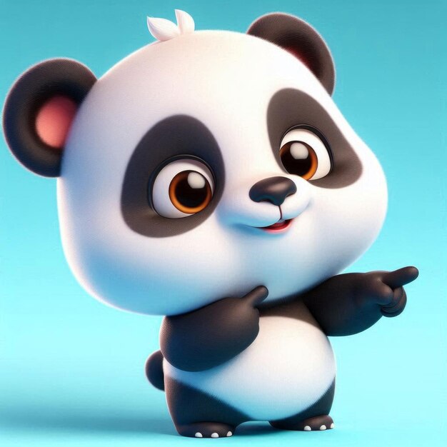 El lindo dibujo animado de Panda Pointing 3d