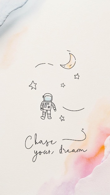 Lindo dibujo de astronauta con palabras de motivación en fondo de pastel y acuarela