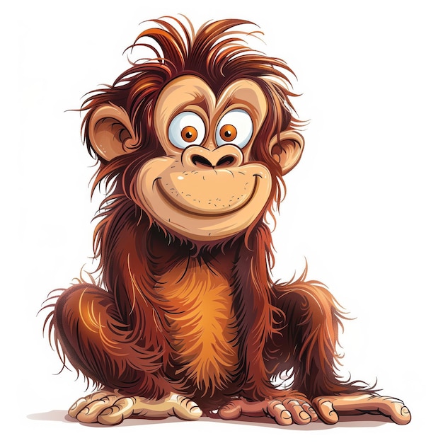 Lindo dibujos animados divertidos Ilustración de orangután para niños Libro IA generativa