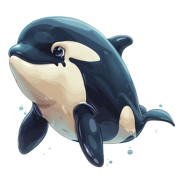 Lindo dibujos animados Orca Ilustración para niños Libro IA generativa