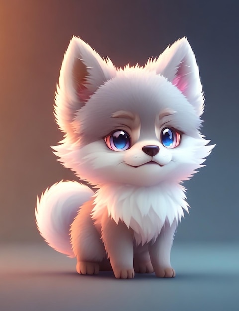 lindo y diminuto lobo anime hiperrealista de pokemon IA generativa