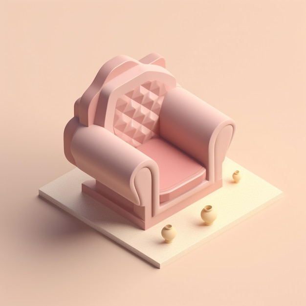 Lindo diminuto sofá isométrico de estilo vintage con IA generativa