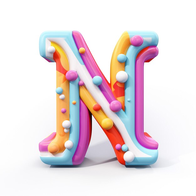 El lindo diseño 3D de la letra N en fondo blanco