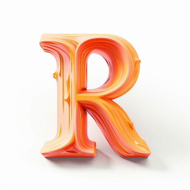Foto el lindo diseño 3d de la letra r en fondo blanco