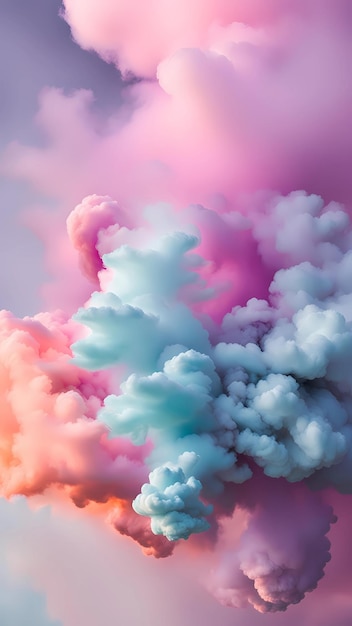 Foto lindo diseño de fondo abstracto con humo colorido y nubes