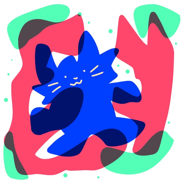 Lindo diseño de ilustración de gato vibrante y colorido