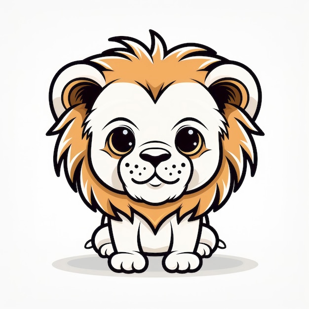 Lindo diseño de león bebé para camiseta con contornos negros y fondo blanco