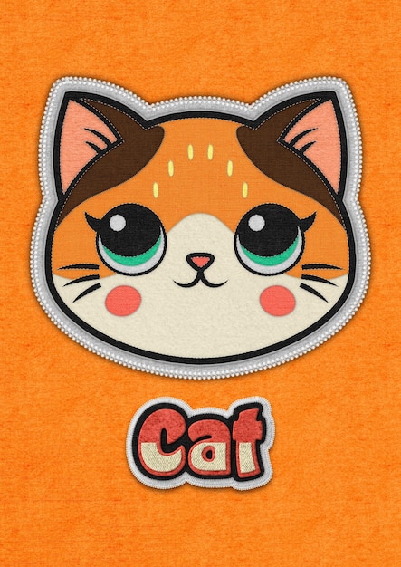 Lindo diseño de logotipo de cara de gato en tela de fieltro estilo bebé mascota animal