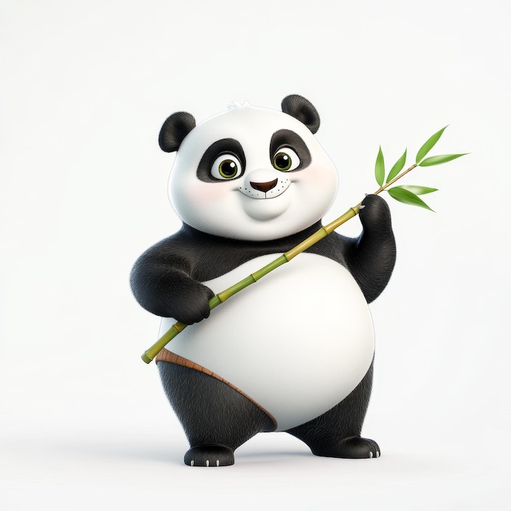 Foto el lindo diseño de personajes de dibujos animados 3d de panda