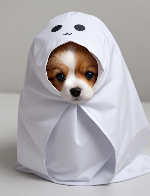 lindo disfraz de cachorro fantasma de halloween