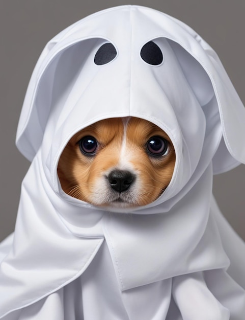 lindo disfraz de cachorro fantasma de halloween