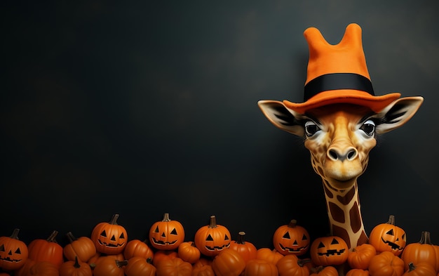 Foto lindo y divertido disfraz de halloween fondo de animales de halloween con espacio de copia