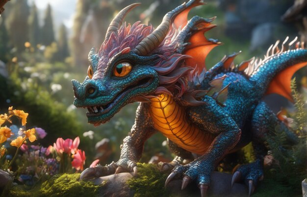 lindo dragón 3d con diseño colorido