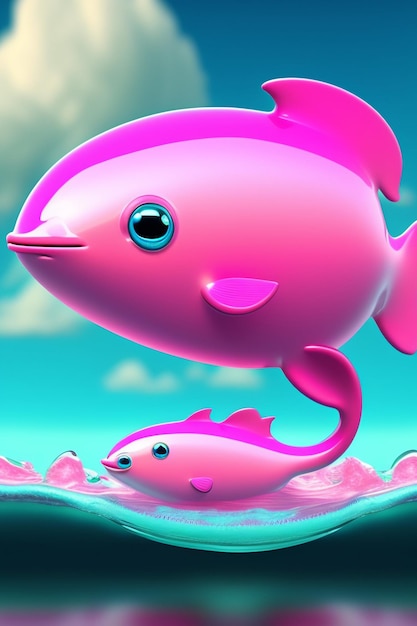 lindo e fofo golfinho rosa na água