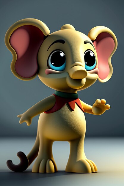 Foto lindo elefante bebé de dibujos animados antropomórfico representación 3d modelo de personaje figura de mano producto kawaii