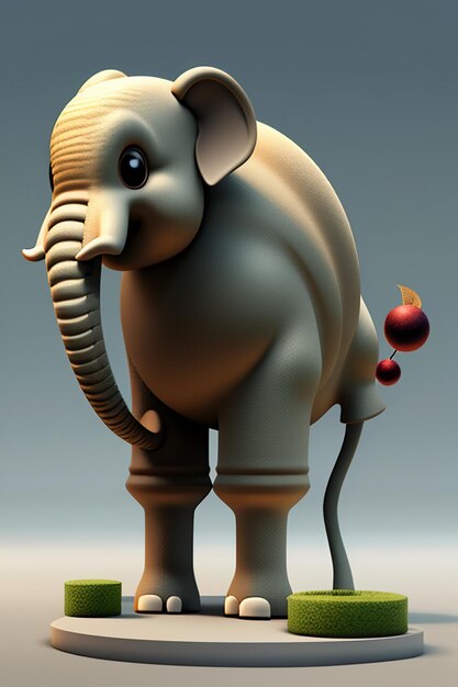 Lindo Elefante Bebé De Dibujos Animados Antropomórfico Representación 3D Modelo De Personaje Figura De Mano Producto Kawaii