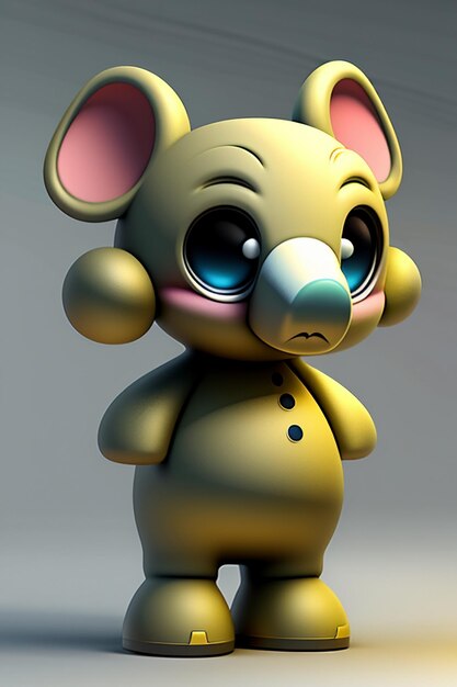 Lindo Elefante Bebé De Dibujos Animados Antropomórfico Representación 3D Modelo De Personaje Figura De Mano Producto Kawaii