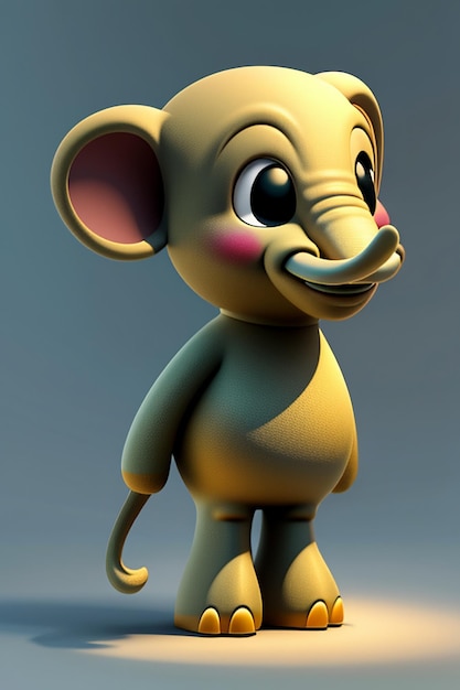 Lindo Elefante Bebé De Dibujos Animados Antropomórfico Representación 3D Modelo De Personaje Figura De Mano Producto Kawaii