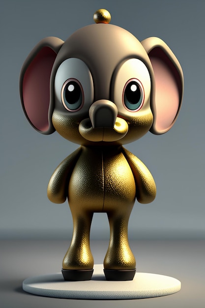 Lindo Elefante Bebé De Dibujos Animados Antropomórfico Representación 3D Modelo De Personaje Figura De Mano Producto Kawaii