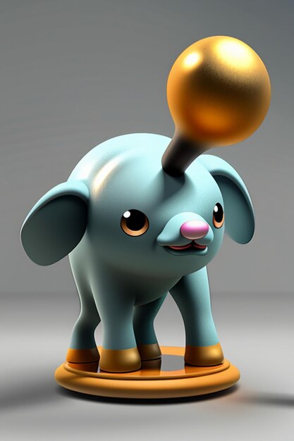 Lindo Elefante Bebé De Dibujos Animados Antropomórfico Representación 3D Modelo De Personaje Figura De Mano Producto Kawaii