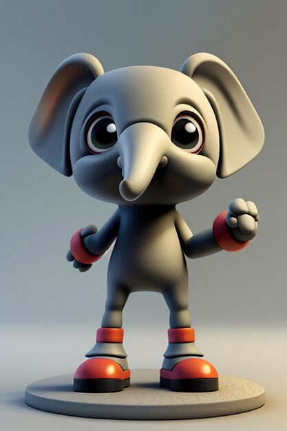 Lindo Elefante Bebé De Dibujos Animados Antropomórfico Representación 3D Modelo De Personaje Figura De Mano Producto Kawaii