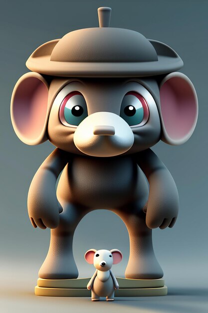 Lindo Elefante Bebé De Dibujos Animados Antropomórfico Representación 3D Modelo De Personaje Figura De Mano Producto Kawaii