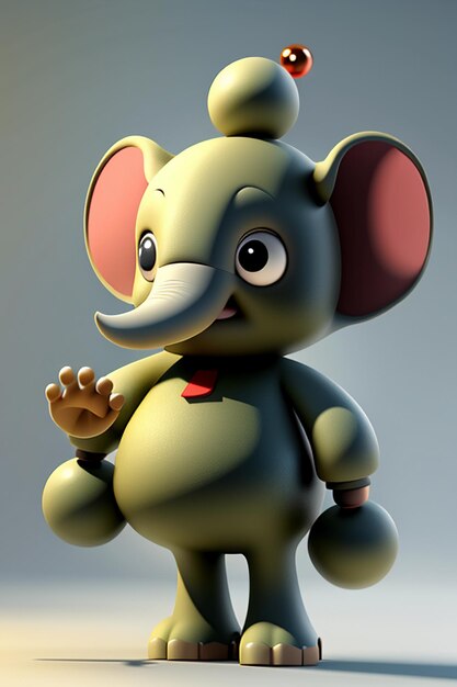 Foto lindo elefante bebé de dibujos animados antropomórfico representación 3d modelo de personaje figura de mano producto kawaii