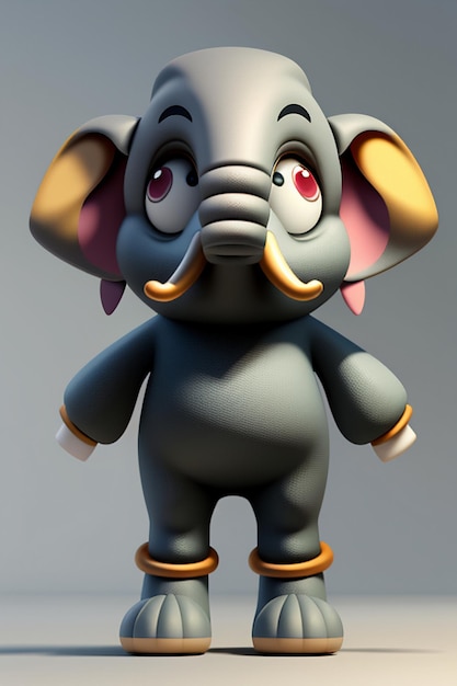 Lindo Elefante Bebé De Dibujos Animados Antropomórfico Representación 3D Modelo De Personaje Figura De Mano Producto Kawaii