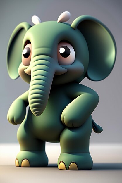 Lindo Elefante Bebé De Dibujos Animados Antropomórfico Representación 3D Modelo De Personaje Figura De Mano Producto Kawaii