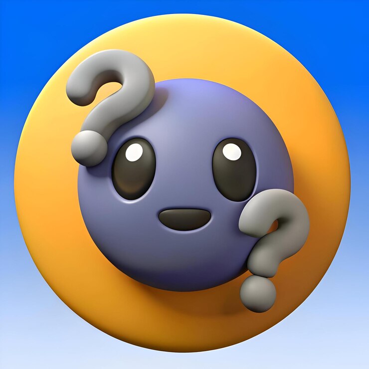Foto un lindo emoji de dibujos animados en 3d con ojos grandes y una expresión de interrogación