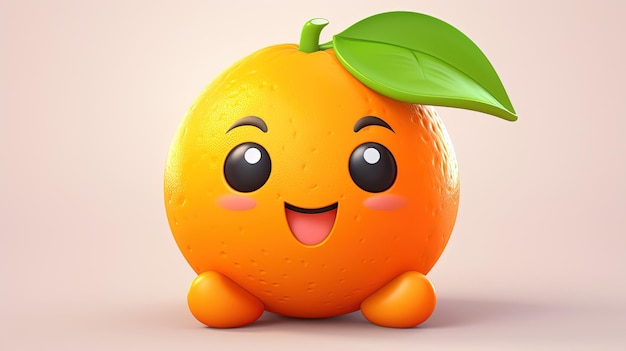 Foto lindo emoji de fruta naranja sonriente generado por ia