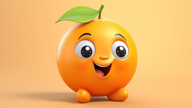 Lindo emoji de fruta naranja sonriente generado por IA